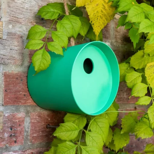 Round bamboo fibre birdhouse - Green