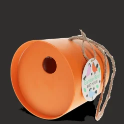 Round bamboo fibre birdhouse - Orange