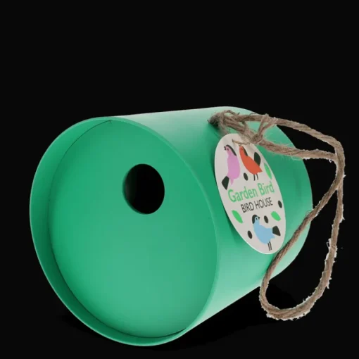 Round bamboo fibre birdhouse - Green