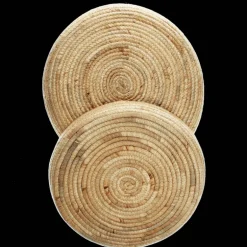 Round water hyacinth trays (set of 2)
