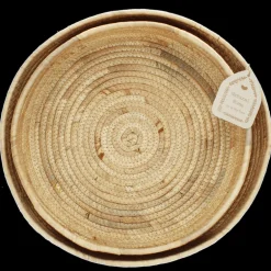 Round water hyacinth trays (set of 2)