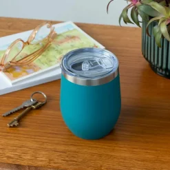 Rubber coated travel cup 350ml - Petrol blue