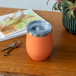 Rubber coated travel cup 350ml - Orange