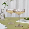 Scalloped coupe cocktail glasses 250ml (set of 2) - Pink