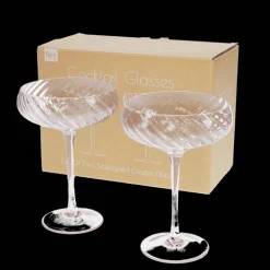 Scalloped coupe cocktail glasses 250ml (set of 2) - Pink