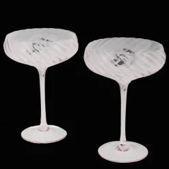 Scalloped coupe cocktail glasses 250ml (set of 2) - Pink