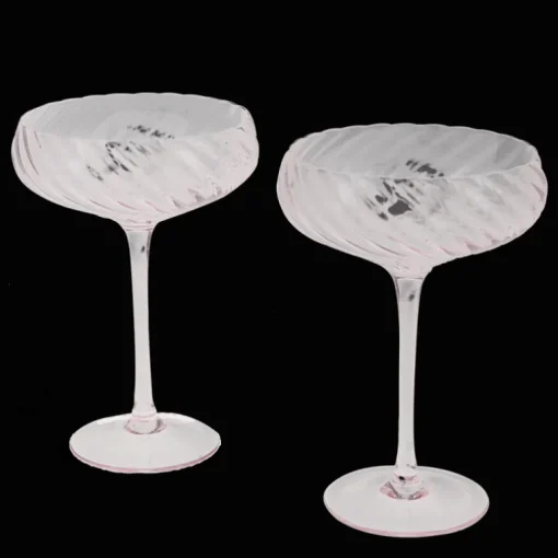 Scalloped coupe cocktail glasses 250ml (set of 2) - Pink