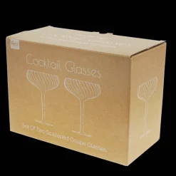 Scalloped coupe cocktail glasses 250ml (set of 2) - Pink