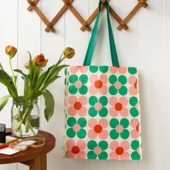 Shopping bag - Daisy pink and green