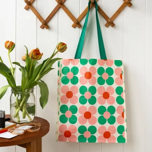 Shopping bag - Daisy pink and green