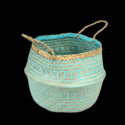 Small seagrass belly basket - Turquoise
