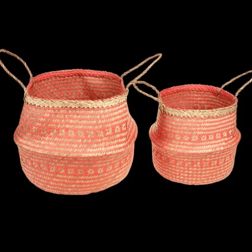 Small seagrass belly basket - Coral