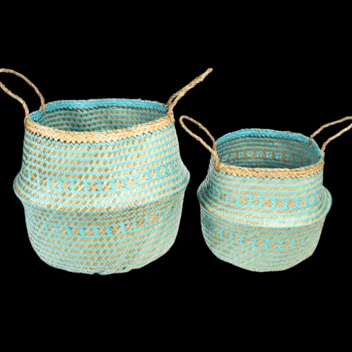 Small seagrass belly basket - Turquoise