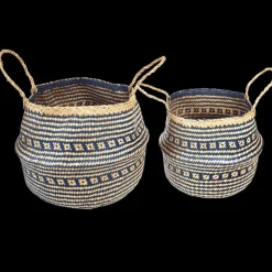 Small seagrass belly basket - Navy blue