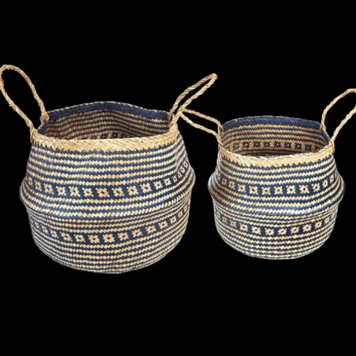 Small seagrass belly basket - Navy blue