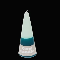 Small two-colour cone candle - Dark blue-mint green