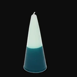 Small two-colour cone candle - Dark blue-mint green