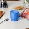 Stacking glass coffee cup 280ml - Milky blue