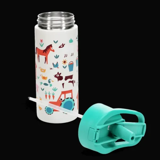 Stainless steel bottle with push button lid 500ml - Farmyard