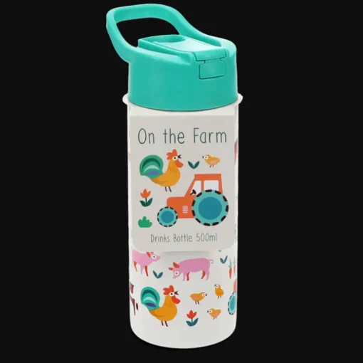 Stainless steel bottle with push button lid 500ml - Farmyard