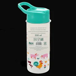 Stainless steel bottle with push button lid 500ml - Farmyard