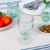 Stemmed Hand blown bubble glass - Blue