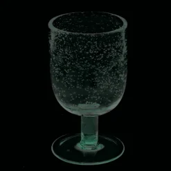 Stemmed Hand blown bubble glass - Blue
