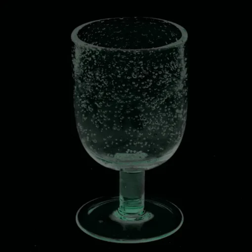 Stemmed Hand blown bubble glass - Blue