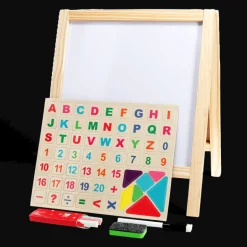 Tabletop blackboard and whiteboard easel set