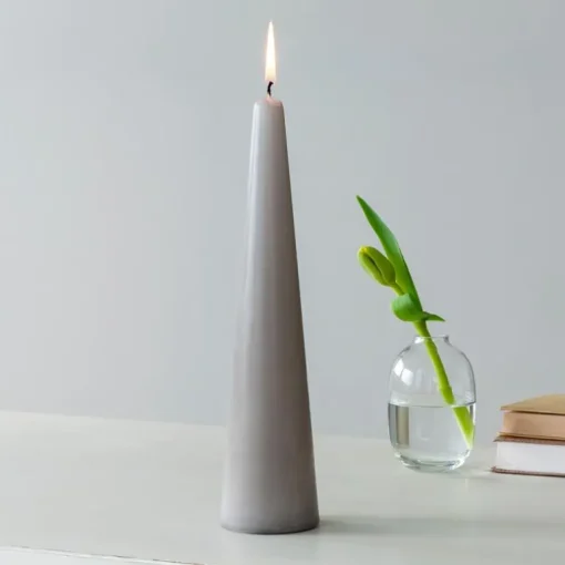 Tall cone candle - Light grey