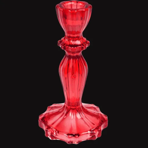 Tall glass candle holder - Red