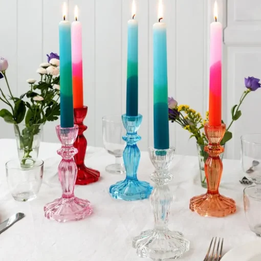 Tall glass candle holder - Clear
