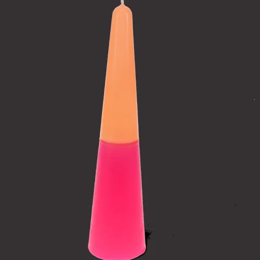 Tall two-colour cone candle - Pink-orange