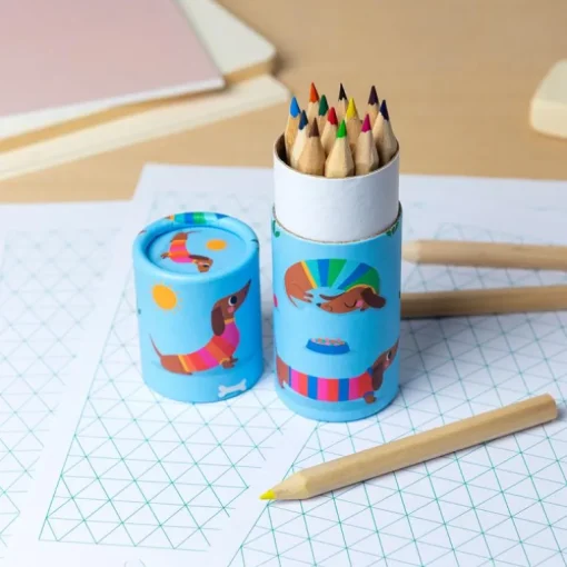Tube of colouring pencils - Sunny Sausage Dog