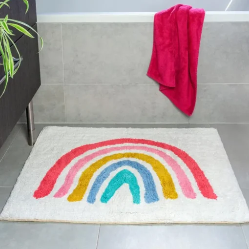 Tufted cotton bath mat - Rainbow