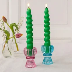 Twisted candles (pack of 2) - Dark green