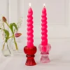 Twisted candles (pack of 2) - Bright pink
