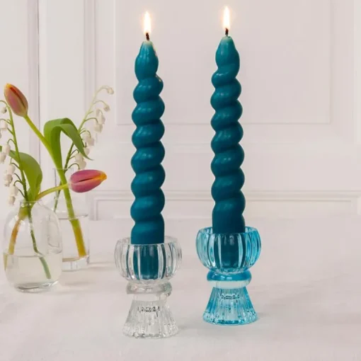 Twisted candles (pack of 2) - Dark blue