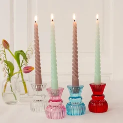 Twisted candles (pack of 4) - Mint green and taupe