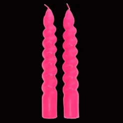 Twisted candles (pack of 2) - Bright pink