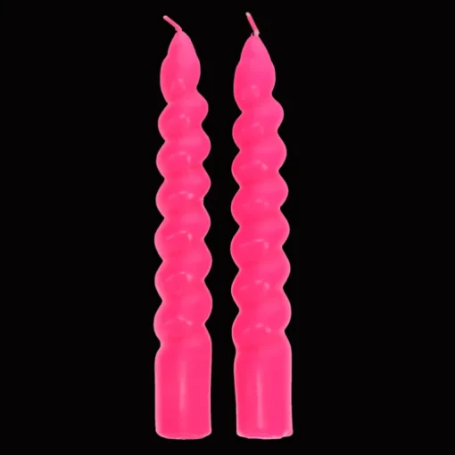 Twisted candles (pack of 2) - Bright pink