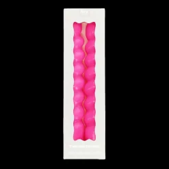 Twisted candles (pack of 2) - Bright pink