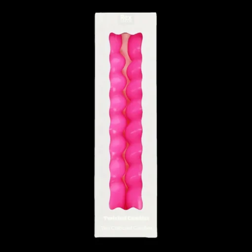 Twisted candles (pack of 2) - Bright pink