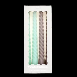 Twisted candles (pack of 4) - Mint green and taupe