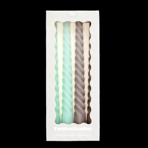 Twisted candles (pack of 4) - Mint green and taupe