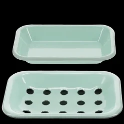 Two-part enamel soap dish - Green