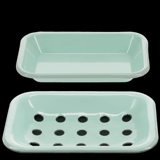 Two-part enamel soap dish - Green