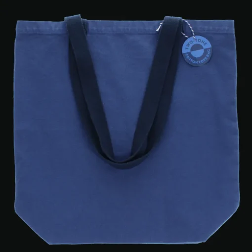Two-tone cotton tote bag - Indigo blue