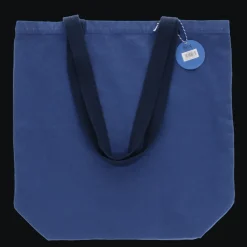 Two-tone cotton tote bag - Indigo blue