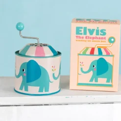 Winding tin music box - Elvis the Elephant